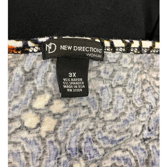 New Directions Woman 3X Asymmetrical Tunic Top Boho Abstract Print Stretch - Picture 6 of 8